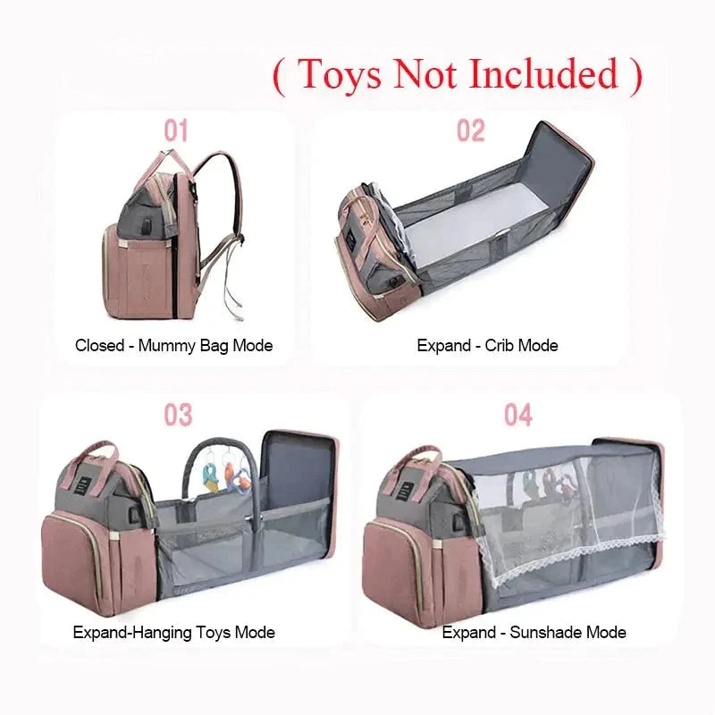 On-The-Go Baby Diaper Bag & Travel Bed
