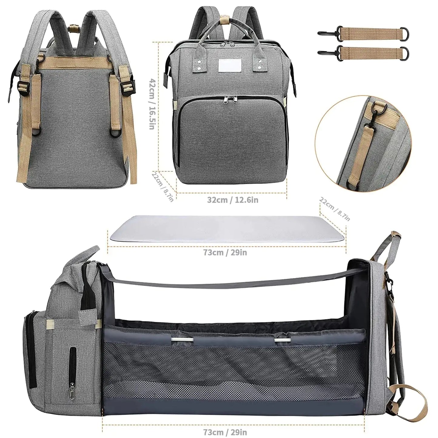 On-The-Go Baby Diaper Bag & Travel Bed