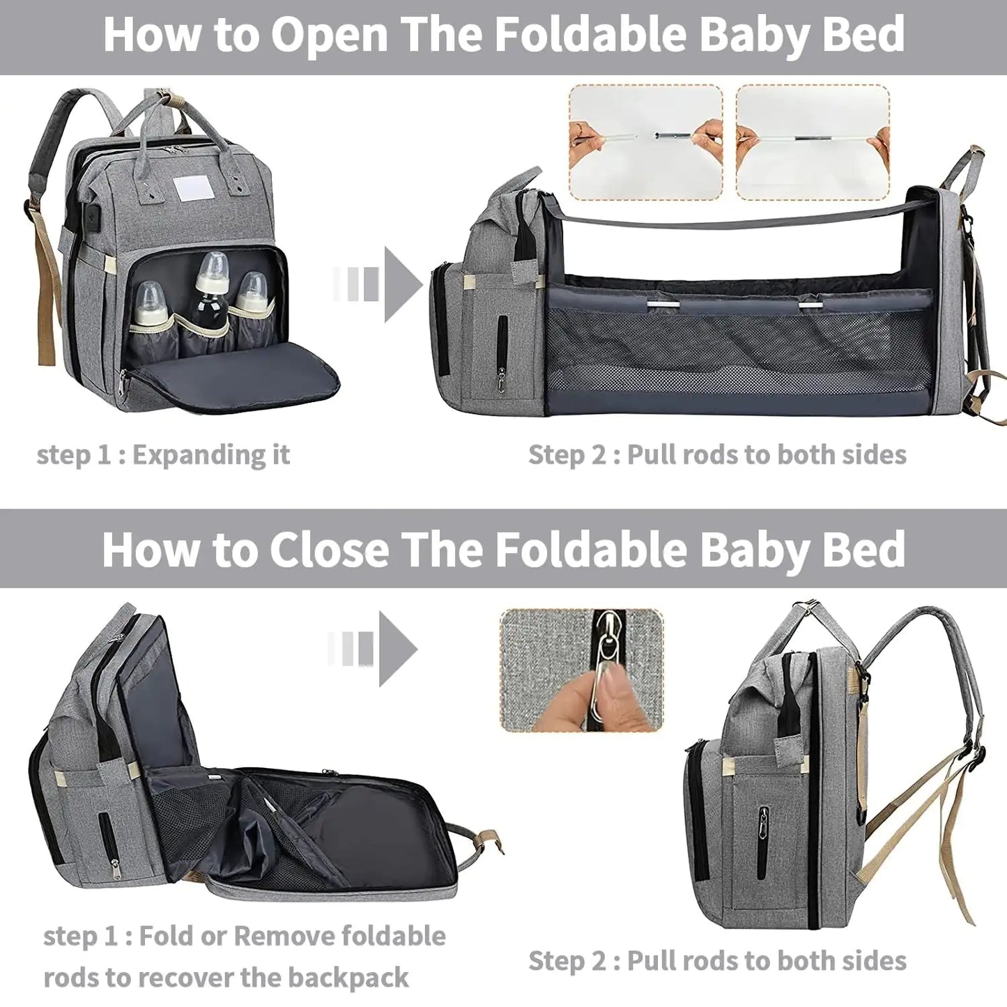 On-The-Go Baby Diaper Bag & Travel Bed